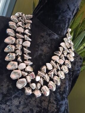 Chunky Royal Silver Multi-Strand Statement Necklace